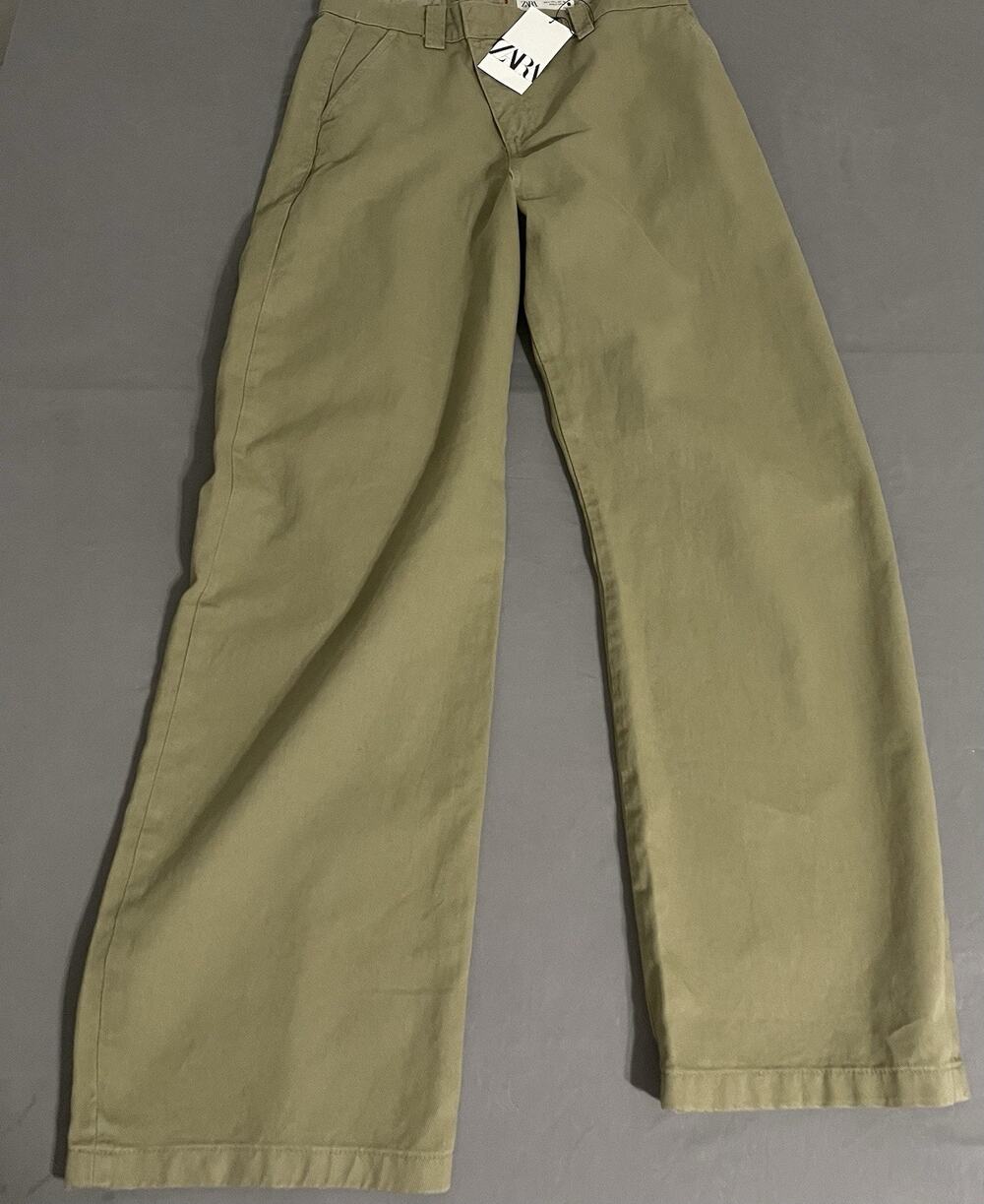 ZARA Baggy Wide Leg Olive Green Pants Jeans NWT Women’s Large 30x31